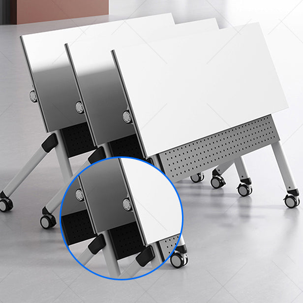 Contemporary Office Desk with Wheels White Manufactured Wood Rectangular Desk Clearhalo 'furn' 'furn_office_desk' 'Furniture' 'Office Desks' 'Office Furniture' 'office_desk' 5122170