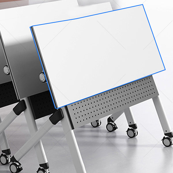 Contemporary Office Desk with Wheels White Manufactured Wood Rectangular Desk Clearhalo 'furn' 'furn_office_desk' 'Furniture' 'Office Desks' 'Office Furniture' 'office_desk' 5122172