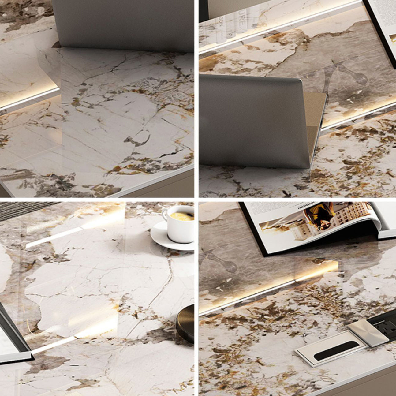 Modern Style 2-drawer Office Desk Sintered Stone Desk with Cable Management Clearhalo 'furn' 'furn_office_desk' 'Furniture' 'Office Desks' 'Office Furniture' 'office_desk' 5122202