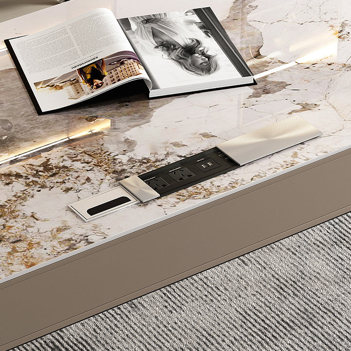 Modern Style 2-drawer Office Desk Sintered Stone Desk with Cable Management Clearhalo 'furn' 'furn_office_desk' 'Furniture' 'Office Desks' 'Office Furniture' 'office_desk' 5122204