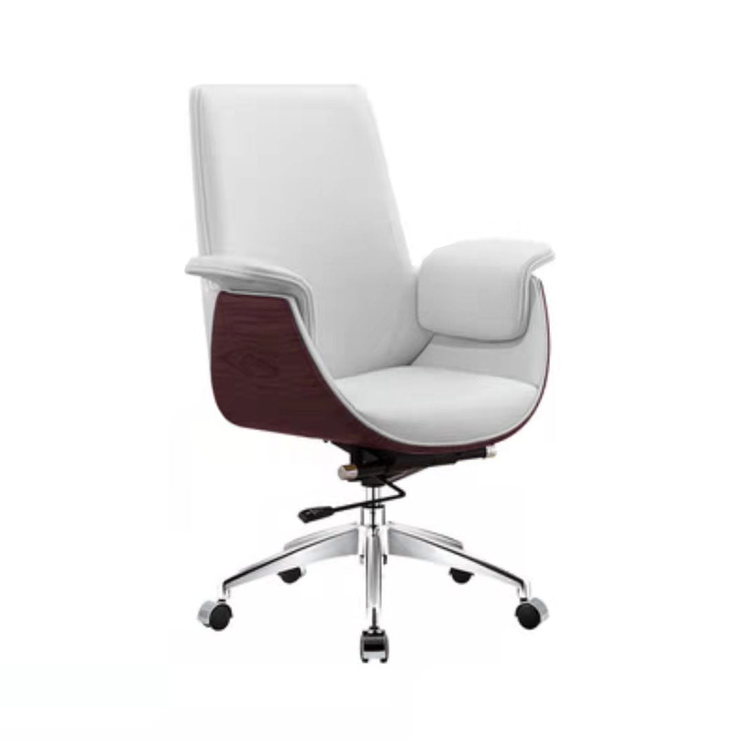 Contemporary Style Office Chair Adjustable Task Chair with Wheels White Mid-Back (14-22 in.) Clearhalo 'furn' 'furn_office_chair' 'Furniture' 'Office Chairs' 'Office Furniture' 'office_chair' 5122385