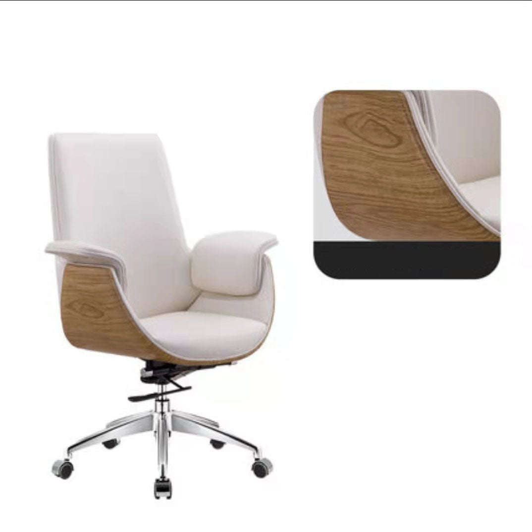Contemporary Style Office Chair Adjustable Task Chair with Wheels Light Gray-White Mid-Back (14-22 in.) Clearhalo 'furn' 'furn_office_chair' 'Furniture' 'Office Chairs' 'Office Furniture' 'office_chair' 5122387