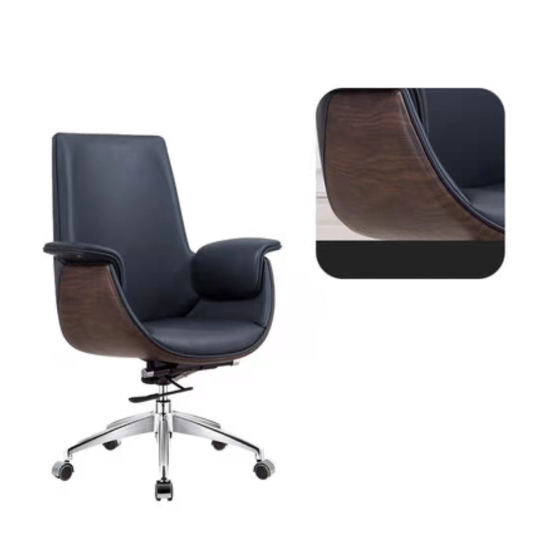 Contemporary Style Office Chair Adjustable Task Chair with Wheels Black Mid-Back (14-22 in.) Clearhalo 'furn' 'furn_office_chair' 'Furniture' 'Office Chairs' 'Office Furniture' 'office_chair' 5122391