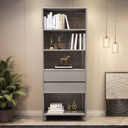 Standard Bookshelf Wooden Shelf Bookcase, 23.62" L x 11.81" W x 66.93" H