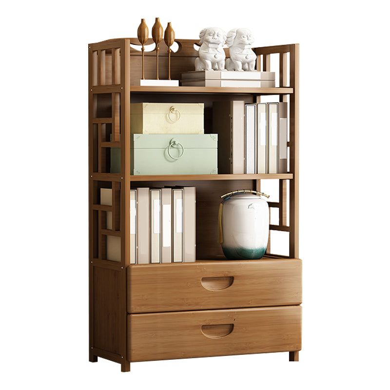 Brown Color Modern Style Bookshelf Closed Back Wood Bookcase