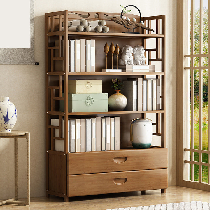 Brown Color Modern Style Bookshelf Closed Back Wood Bookcase