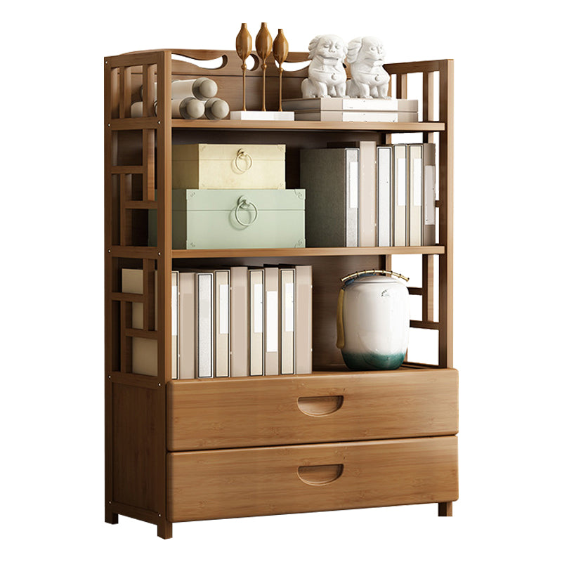 Brown Color Modern Style Bookshelf Closed Back Wood Bookcase