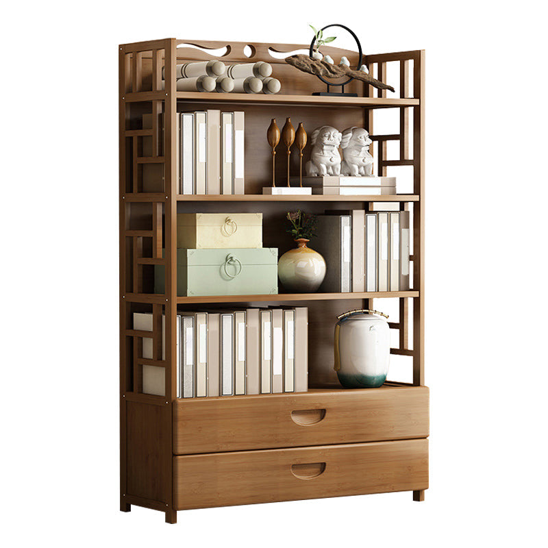 Brown Color Modern Style Bookshelf Closed Back Wood Bookcase