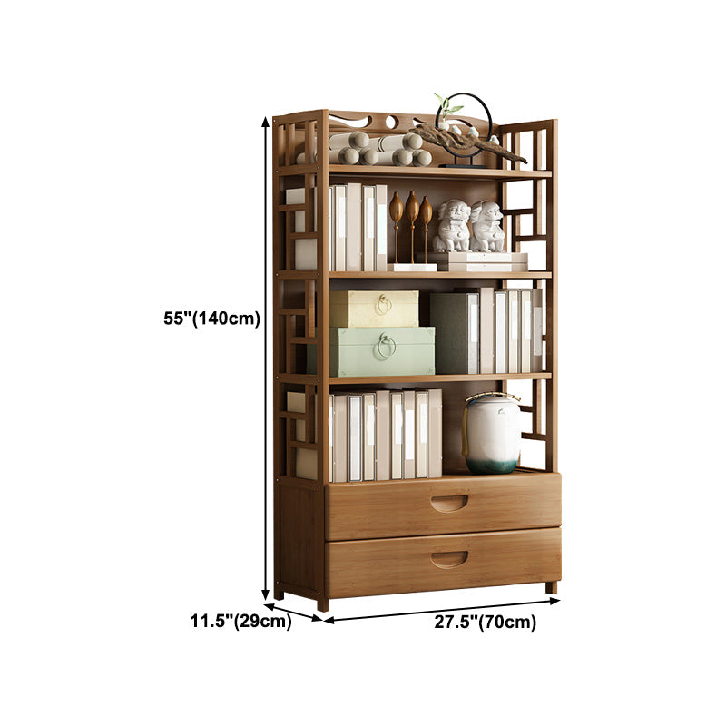 Brown Color Modern Style Bookshelf Closed Back Wood Bookcase