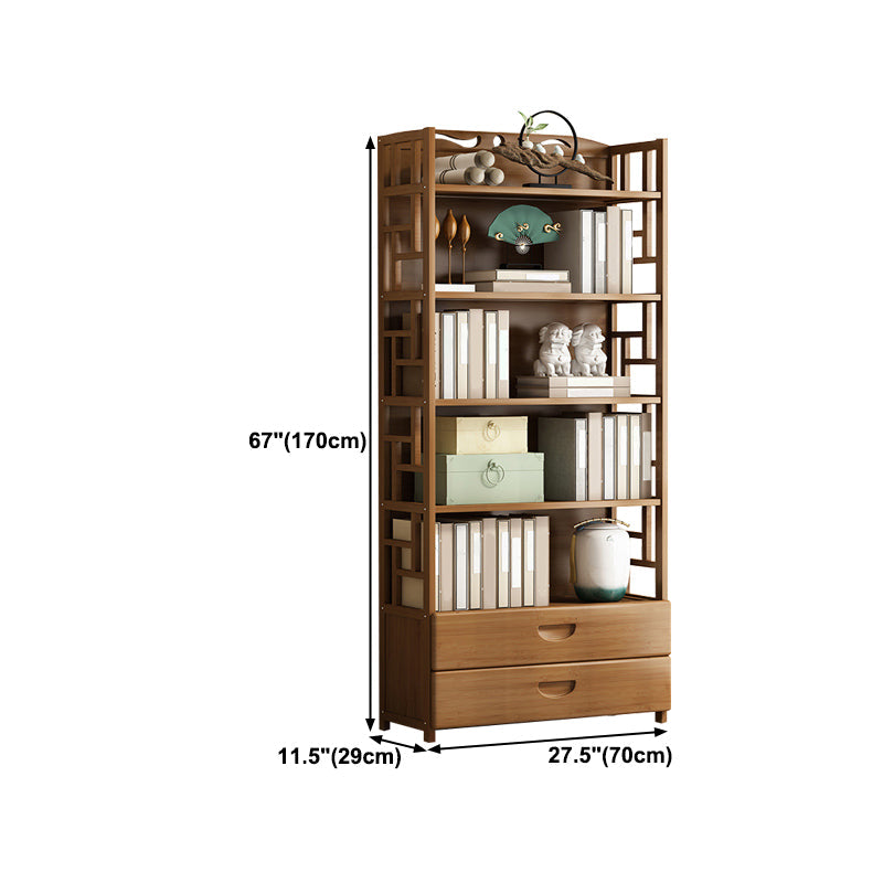 Brown Color Modern Style Bookshelf Closed Back Wood Bookcase