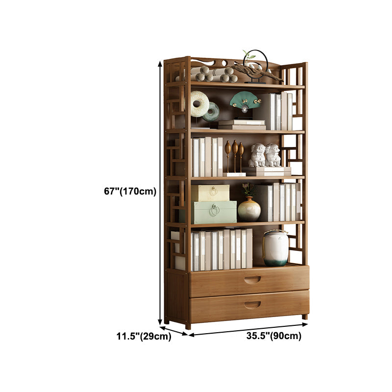 Brown Color Modern Style Bookshelf Closed Back Wood Bookcase