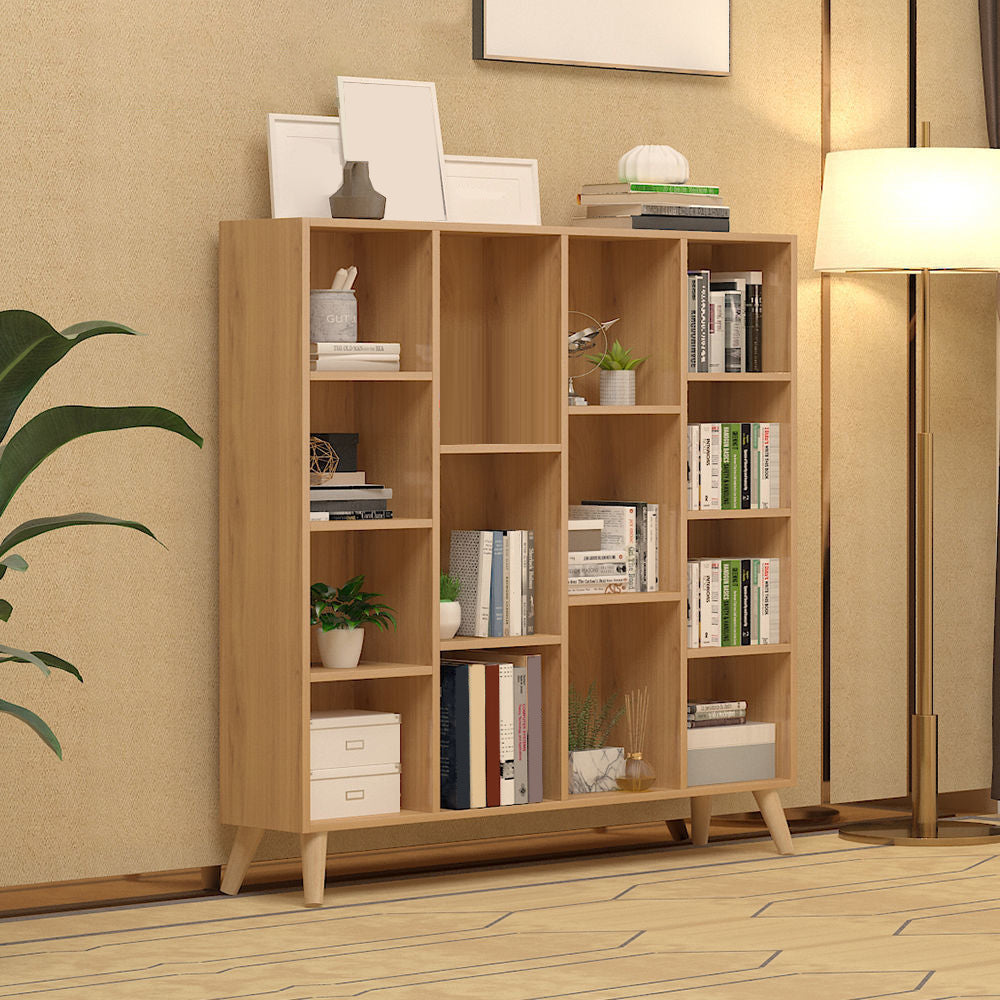 Engineered Wood Shelf Bookcase Closed Back Bookshelf for Study Room