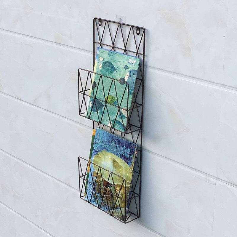 Wall Mounted Bookshelf Contemporary Style Bookcase for Home Study Room 10.2"L x 3.1"W x 27.6"H Bronze Clearhalo 'Bookcases' 'furn' 'furn_bookcases' 'Furniture' 'Office Furniture' 5122788