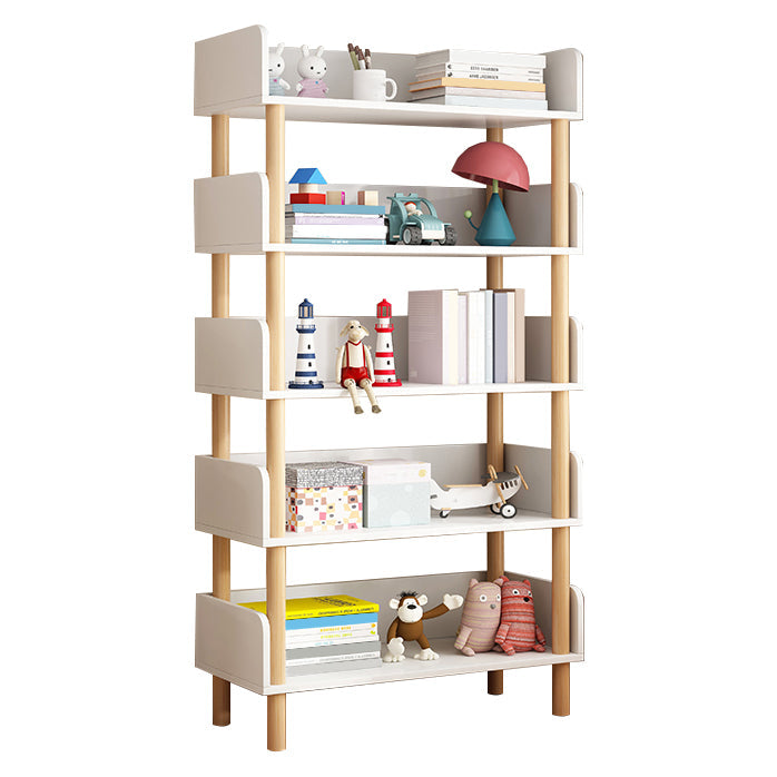 Modern Style Bookshelf Engineer Wood Open Back Bookcase for Home 23.6"L x 9.4"W x 59.1"H White Clearhalo 'Bookcases' 'furn' 'furn_bookcases' 'Furniture' 'Office Furniture' 5122806