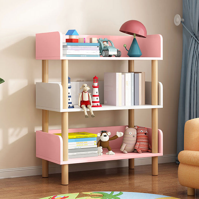 Modern Style Bookshelf Engineer Wood Open Back Bookcase for Home 15.7"L x 9.4"W x 34.3"H Pink Clearhalo 'Bookcases' 'furn' 'furn_bookcases' 'Furniture' 'Office Furniture' 5122810