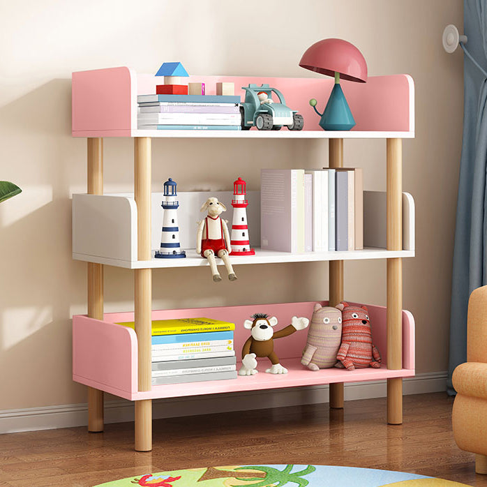 Modern Style Bookshelf Engineer Wood Open Back Bookcase for Home 23.6"L x 9.4"W x 34.3"H Pink Clearhalo 'Bookcases' 'furn' 'furn_bookcases' 'Furniture' 'Office Furniture' 5122812
