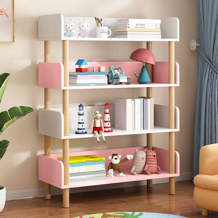 Modern Style Bookshelf Engineer Wood Open Back Bookcase for Home 31.5"L x 9.4"W x 46.5"H Pink Clearhalo 'Bookcases' 'furn' 'furn_bookcases' 'Furniture' 'Office Furniture' 5122818