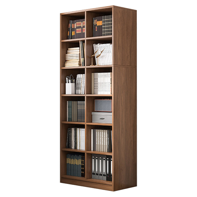 Brown Modern Style Bookshelf Closed Back Wood Bookcase for Home