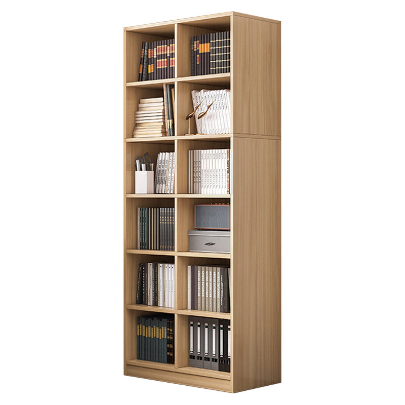 Brown Modern Style Bookshelf Closed Back Wood Bookcase for Home