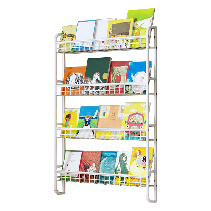 4.57"W Bookshelf Contemporary Style Wall Mounted Pure White Bookcase for Study Room