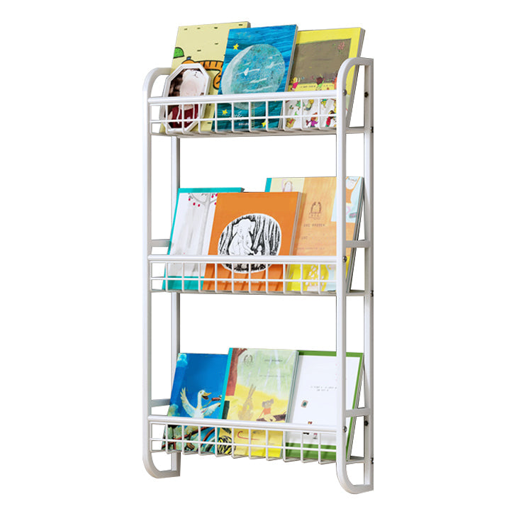 4.57"W Bookshelf Contemporary Style Wall Mounted Pure White Bookcase for Study Room