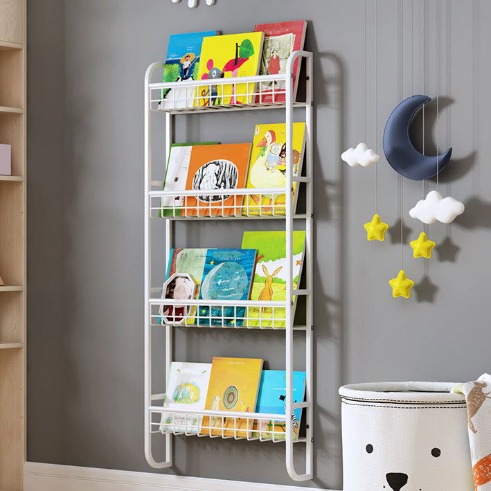 4.57"W Bookshelf Contemporary Style Wall Mounted Pure White Bookcase for Study Room