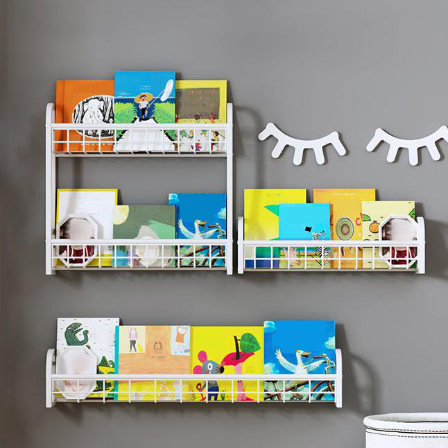 4.57"W Bookshelf Contemporary Style Wall Mounted Pure White Bookcase for Study Room