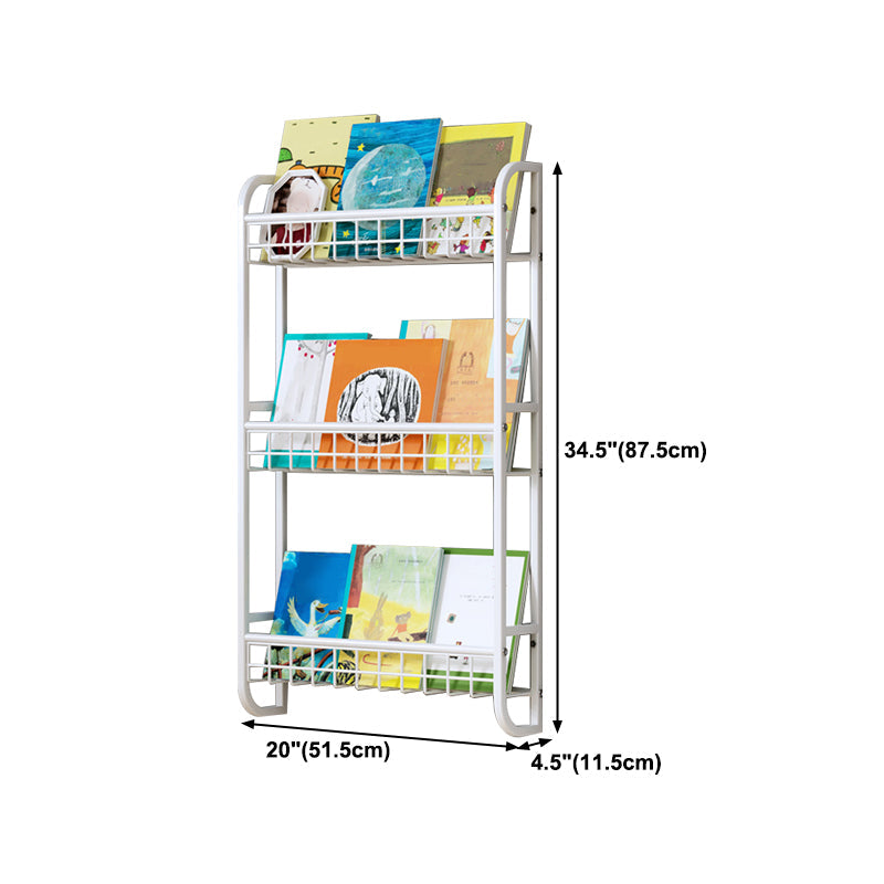 4.57"W Bookshelf Contemporary Style Wall Mounted Pure White Bookcase for Study Room