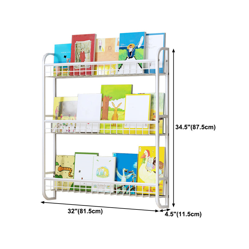 4.57"W Bookshelf Contemporary Style Wall Mounted Pure White Bookcase for Study Room