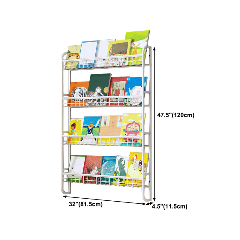 4.57"W Bookshelf Contemporary Style Wall Mounted Pure White Bookcase for Study Room