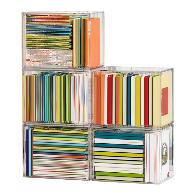 Modern Style Bookshelf Stackable Plastic Bookcase for Home Office