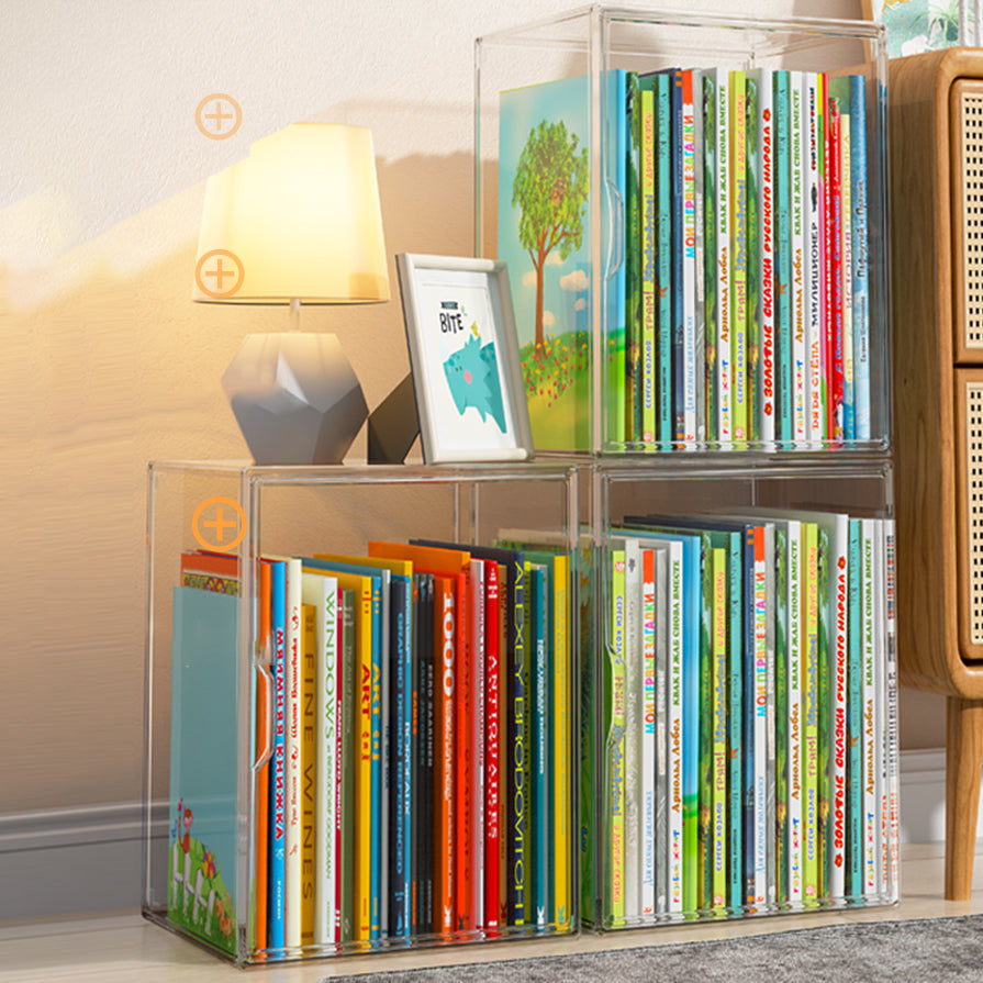 Modern Style Bookshelf Stackable Plastic Bookcase for Home Office