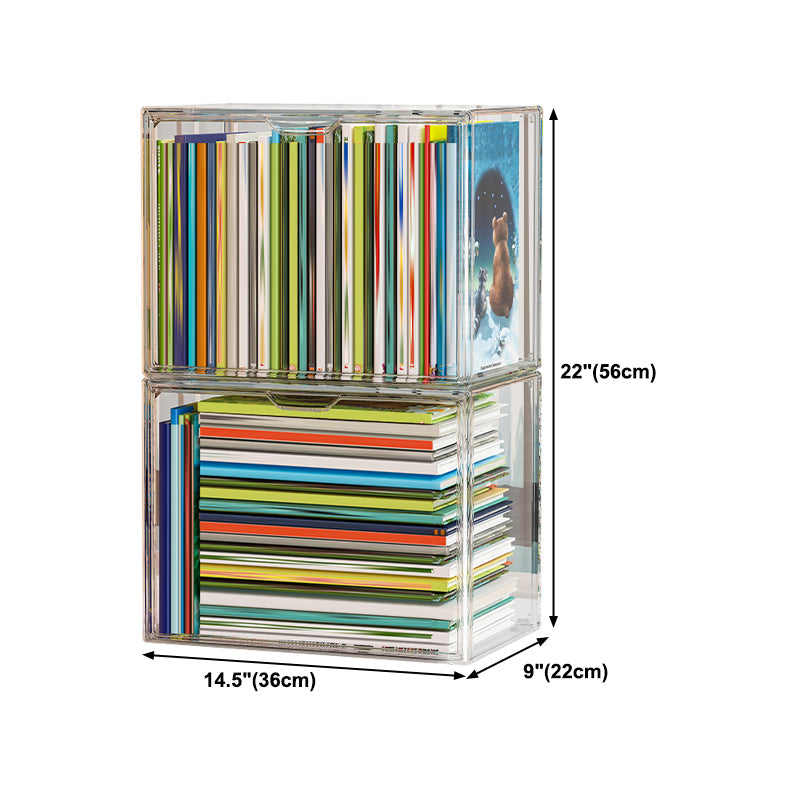 Modern Style Bookshelf Stackable Plastic Bookcase for Home Office