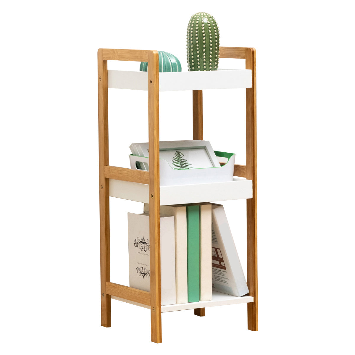 Houten open boekenplank moderne rechthoek boekenkast met planken