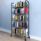 Industrial Metal Geometric Bookcase Open Back Bookcase with Wheels 15.7"L x 10.6"W x 44.1"H Black Clearhalo 'Bookcases' 'furn' 'furn_bookcases' 'Furniture' 'Office Furniture' 5123250