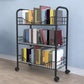 Industrial Metal Geometric Bookcase Open Back Bookcase with Wheels 19.7"L x 10.6"W x 26.8"H Black Clearhalo 'Bookcases' 'furn' 'furn_bookcases' 'Furniture' 'Office Furniture' 5123252