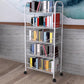 Industrial Metal Geometric Bookcase Open Back Bookcase with Wheels 19.7"L x 10.6"W x 44.1"H White Clearhalo 'Bookcases' 'furn' 'furn_bookcases' 'Furniture' 'Office Furniture' 5123264