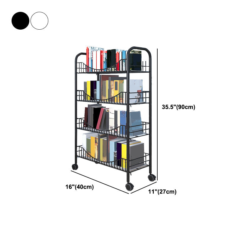 Industrial Metal Geometric Bookcase Open Back Bookcase with Wheels Clearhalo 'Bookcases' 'furn' 'furn_bookcases' 'Furniture' 'Office Furniture' 5123267