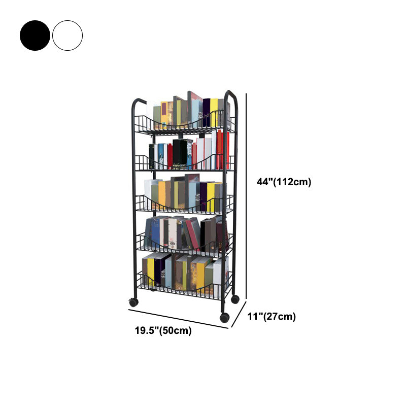Industrial Metal Geometric Bookcase Open Back Bookcase with Wheels Clearhalo 'Bookcases' 'furn' 'furn_bookcases' 'Furniture' 'Office Furniture' 5123269