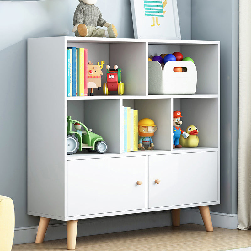 Scandinavian Manufactured Wood Bookcase Closed Back Bookcase with Doors 31.5"L x 9.4"W x 42.1"H White Clearhalo 'Bookcases' 'furn' 'furn_bookcases' 'Furniture' 'Office Furniture' 5123329