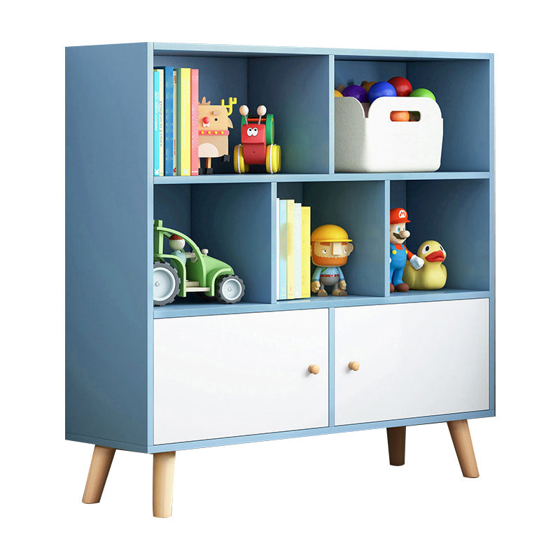 Scandinavian Manufactured Wood Bookcase Closed Back Bookcase with Doors 31.5"L x 9.4"W x 42.1"H Blue Clearhalo 'Bookcases' 'furn' 'furn_bookcases' 'Furniture' 'Office Furniture' 5123334