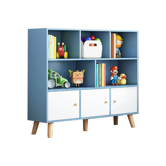Scandinavian Manufactured Wood Bookcase Closed Back Bookcase with Doors 39.4"L x 9.4"W x 42.1"H Blue Clearhalo 'Bookcases' 'furn' 'furn_bookcases' 'Furniture' 'Office Furniture' 5123336