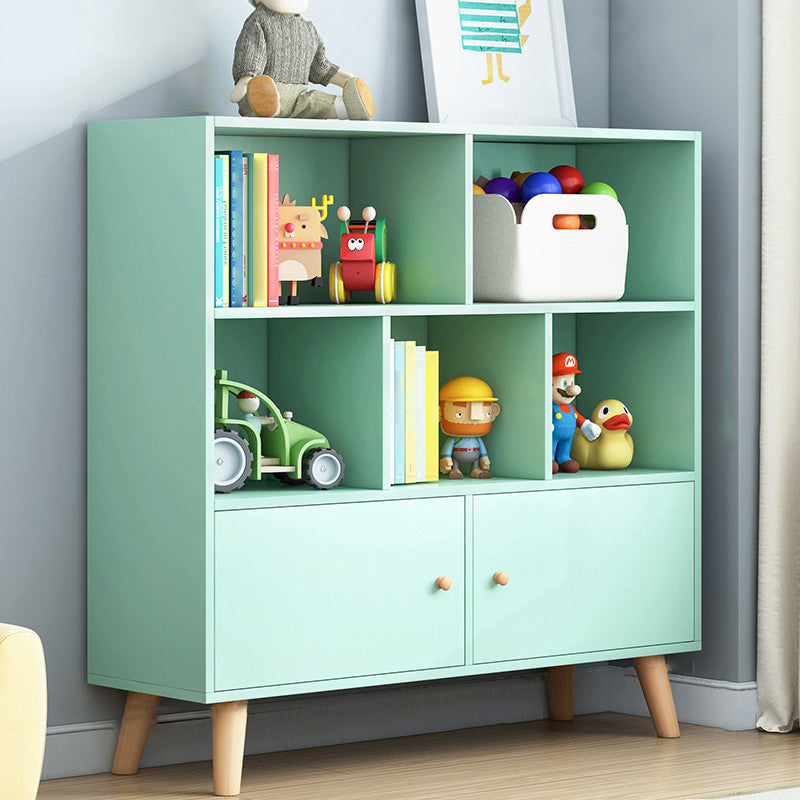 Scandinavian Manufactured Wood Bookcase Closed Back Bookcase with Doors 31.5"L x 9.4"W x 42.1"H Green Clearhalo 'Bookcases' 'furn' 'furn_bookcases' 'Furniture' 'Office Furniture' 5123340