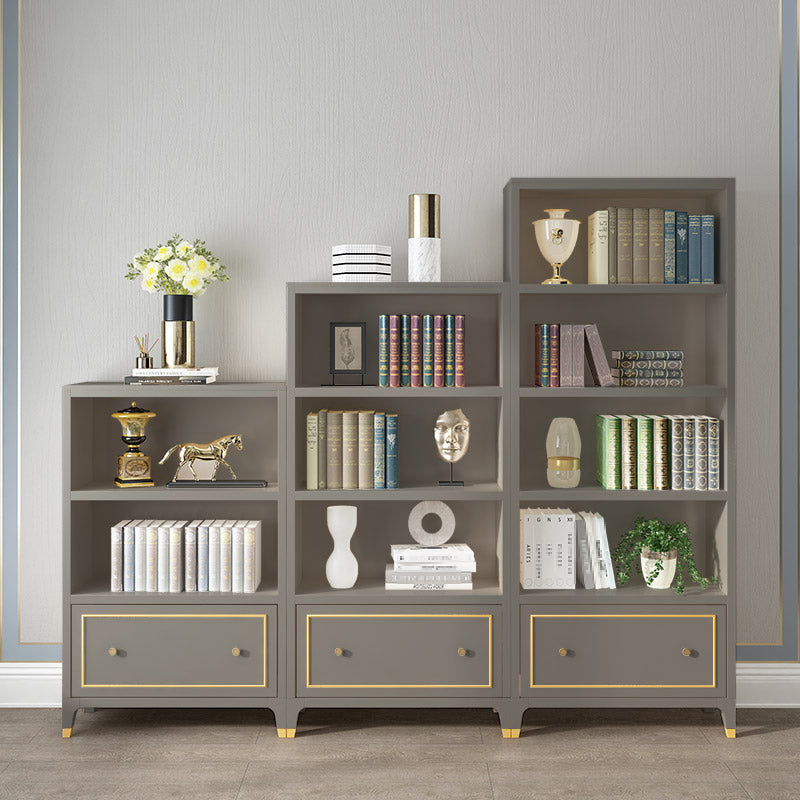 Vertical Glam Standard Bookcase Beech Closed Back Bookcase with Drawer Clearhalo 'Bookcases' 'furn' 'furn_bookcases' 'Furniture' 'Office Furniture' 5123389
