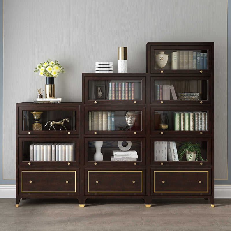 Vertical Glam Standard Bookcase Beech Closed Back Bookcase with Drawer Clearhalo 'Bookcases' 'furn' 'furn_bookcases' 'Furniture' 'Office Furniture' 5123391