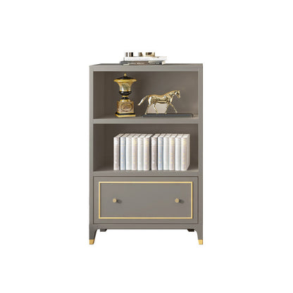 Vertical Glam Standard Bookcase Beech Closed Back Bookcase with Drawer 31.5"L x 15"W x 49.2"H Grey Bookcases Clearhalo 'Bookcases' 'furn' 'furn_bookcases' 'Furniture' 'Office Furniture' 5123396