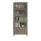 Vertical Glam Standard Bookcase Beech Closed Back Bookcase with Drawer 31.5"L x 15"W x 79.1"H Grey Cabinets Clearhalo 'Bookcases' 'furn' 'furn_bookcases' 'Furniture' 'Office Furniture' 5123401