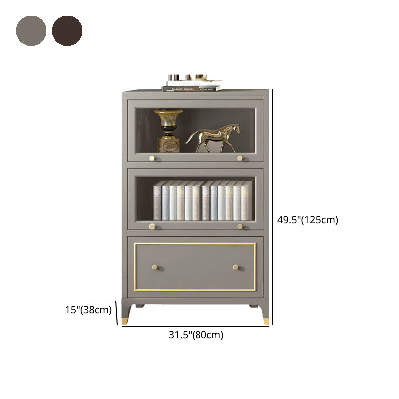 Vertical Glam Standard Bookcase Beech Closed Back Bookcase with Drawer Clearhalo 'Bookcases' 'furn' 'furn_bookcases' 'Furniture' 'Office Furniture' 5123409