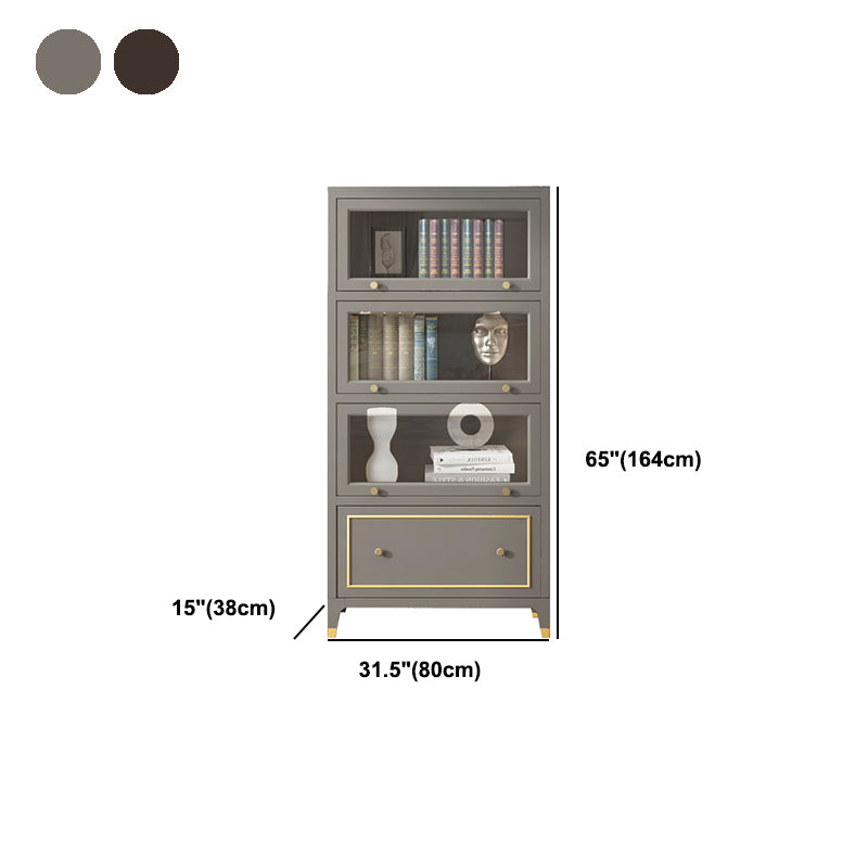 Vertical Glam Standard Bookcase Beech Closed Back Bookcase with Drawer Clearhalo 'Bookcases' 'furn' 'furn_bookcases' 'Furniture' 'Office Furniture' 5123411