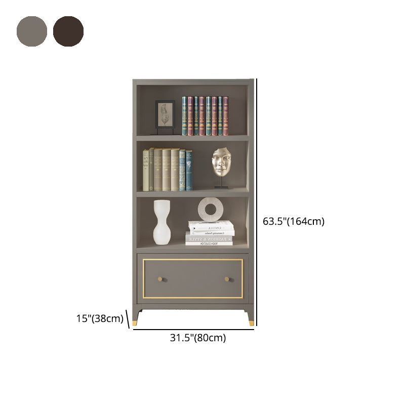 Vertical Glam Standard Bookcase Beech Closed Back Bookcase with Drawer Clearhalo 'Bookcases' 'furn' 'furn_bookcases' 'Furniture' 'Office Furniture' 5123412